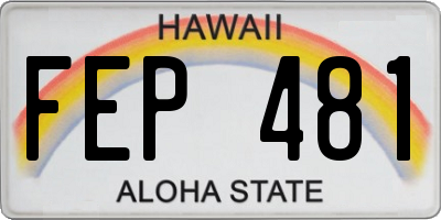 HI license plate FEP481