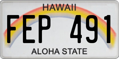 HI license plate FEP491