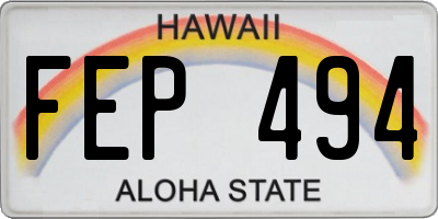 HI license plate FEP494