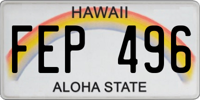 HI license plate FEP496