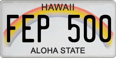 HI license plate FEP500