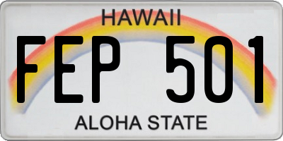 HI license plate FEP501