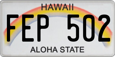 HI license plate FEP502