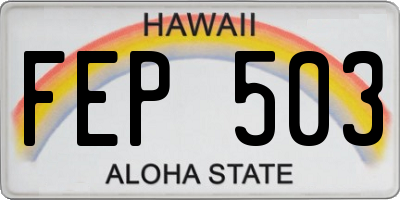 HI license plate FEP503