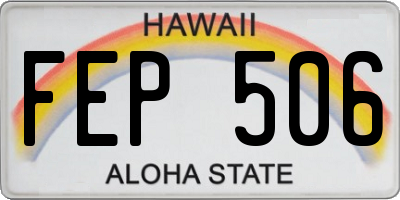 HI license plate FEP506