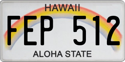 HI license plate FEP512