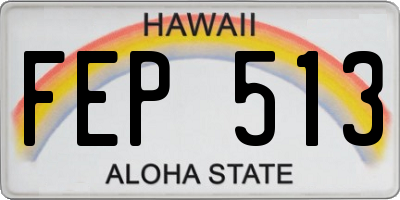 HI license plate FEP513