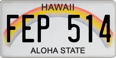 HI license plate FEP514