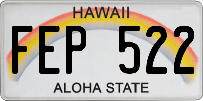 HI license plate FEP522