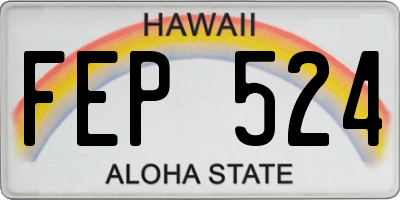 HI license plate FEP524