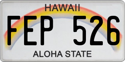HI license plate FEP526