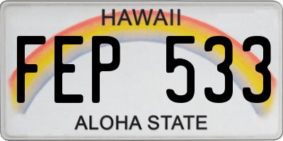 HI license plate FEP533