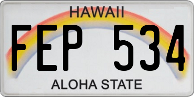 HI license plate FEP534