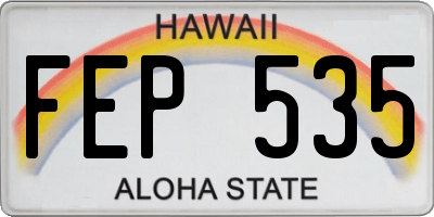 HI license plate FEP535
