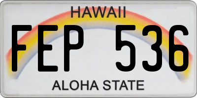 HI license plate FEP536
