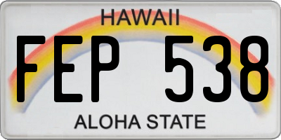 HI license plate FEP538