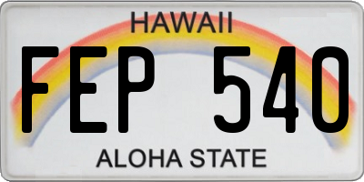 HI license plate FEP540