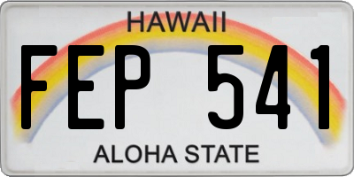 HI license plate FEP541