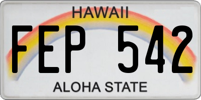 HI license plate FEP542