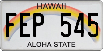 HI license plate FEP545