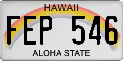 HI license plate FEP546