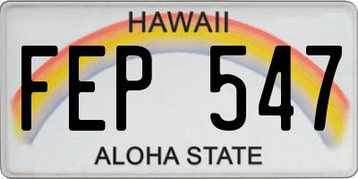 HI license plate FEP547
