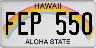 HI license plate FEP550