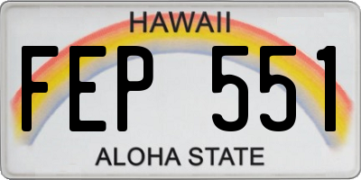 HI license plate FEP551