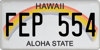HI license plate FEP554