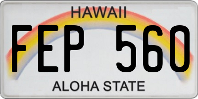HI license plate FEP560