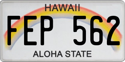 HI license plate FEP562