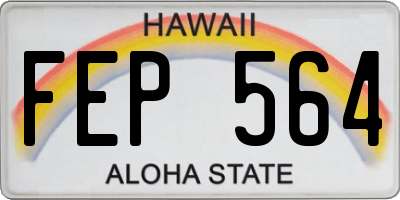 HI license plate FEP564