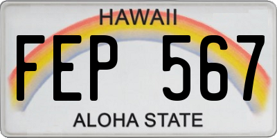 HI license plate FEP567