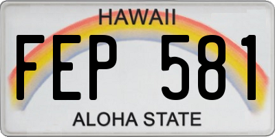 HI license plate FEP581