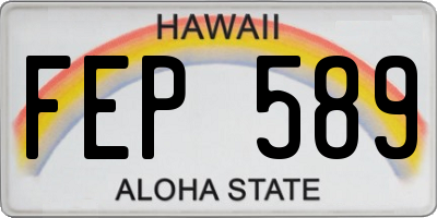 HI license plate FEP589