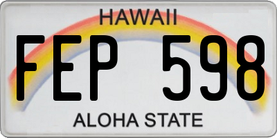 HI license plate FEP598