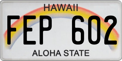 HI license plate FEP602
