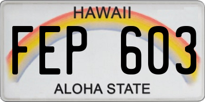 HI license plate FEP603