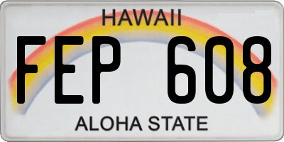 HI license plate FEP608