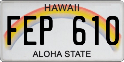 HI license plate FEP610