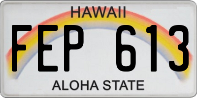 HI license plate FEP613