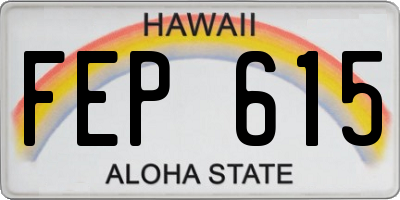 HI license plate FEP615