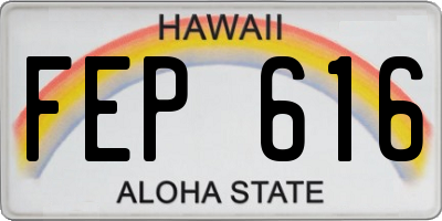 HI license plate FEP616