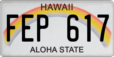 HI license plate FEP617