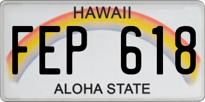 HI license plate FEP618