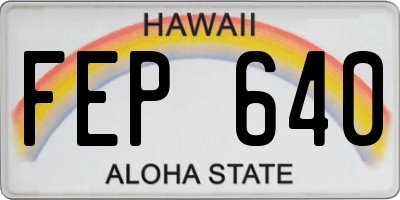 HI license plate FEP640