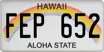 HI license plate FEP652