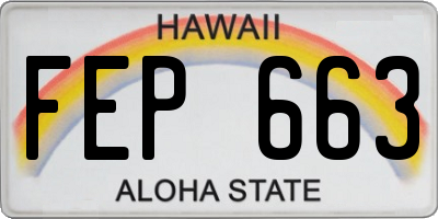 HI license plate FEP663
