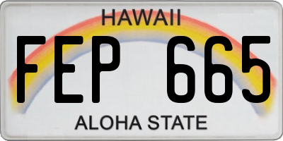 HI license plate FEP665