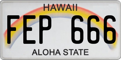 HI license plate FEP666
